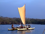 Ho'kena 26-foot double canoe built by Benson Brothers -- currently used in native Hawaiian health program by Hui Malama Ola Na'oiwi